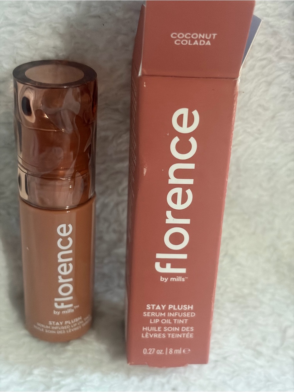 Florence by Mills Stay Plush Serum Infused Lip Oil Tint Coconut Colada 8ml NIB